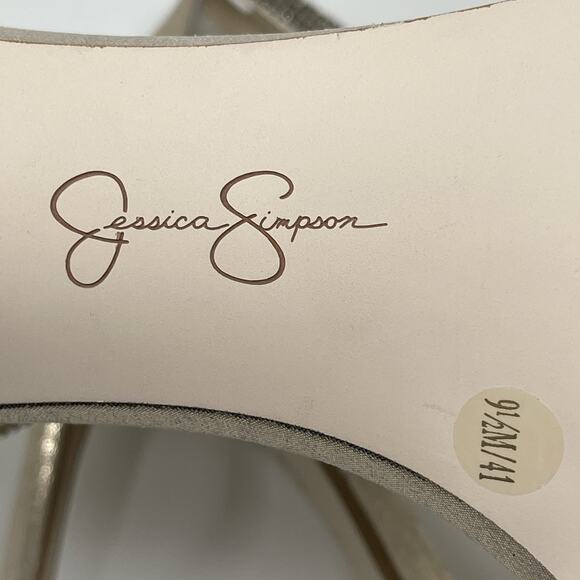 Jessica Simpson Ostey Heeled Sandals Womens Size 9.5 Champagne Rhinestone NEW - Picture 2 of 15